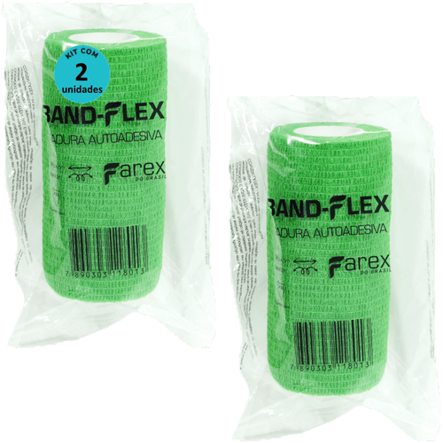 Atadura 10cm Verde Band-Flex Autoadesiva Para Animais Farex Kit Com 2
